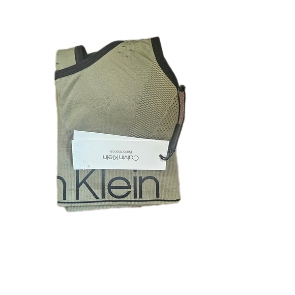 Calvin Klein Performance Women's Mid-Impact Sports Bra Green/Black X-Small - Picture 3 of 3